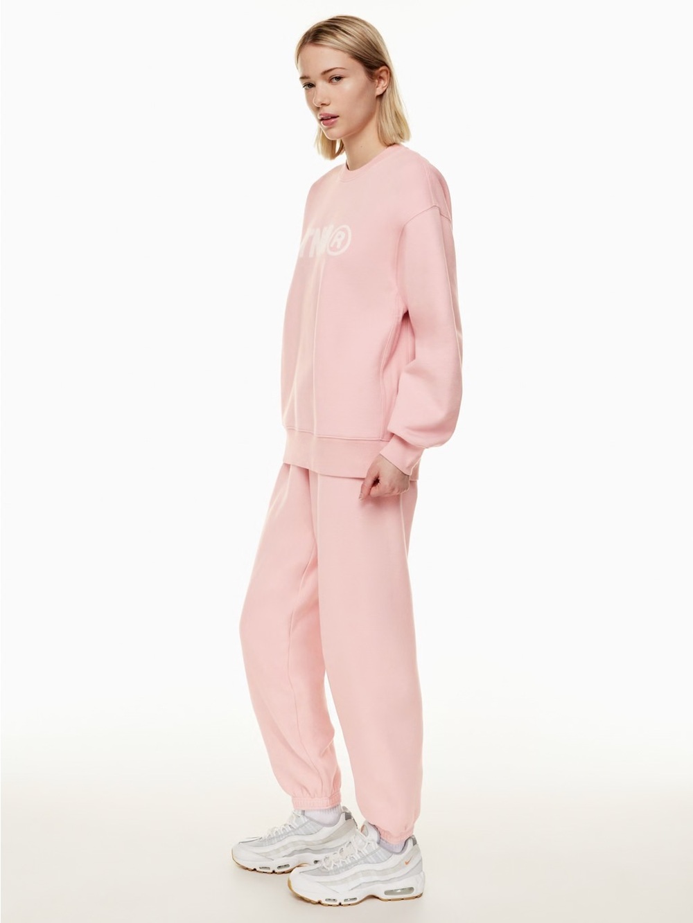 Aritzia TNA Cozy Fleece Boyfriend Crew Sweatshirt - Heather Pink Sweater - Picture 6 of 8